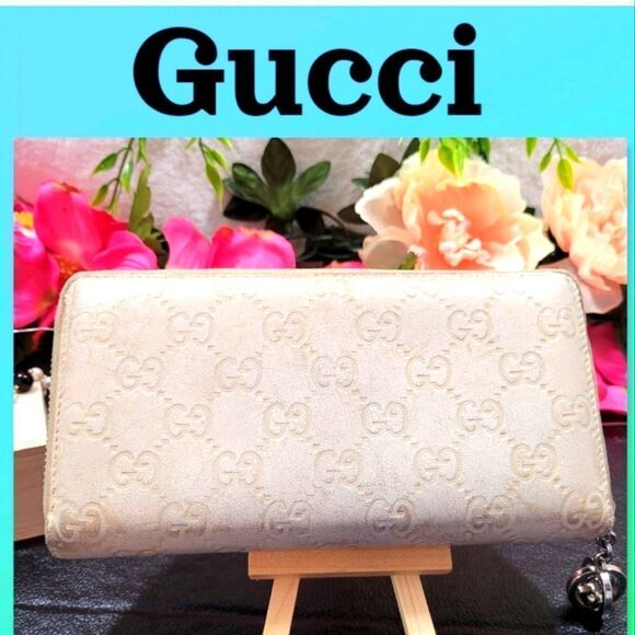 Gucci Beige Guccissima Leather Long Wallet Authentic - Picture 3 of 16